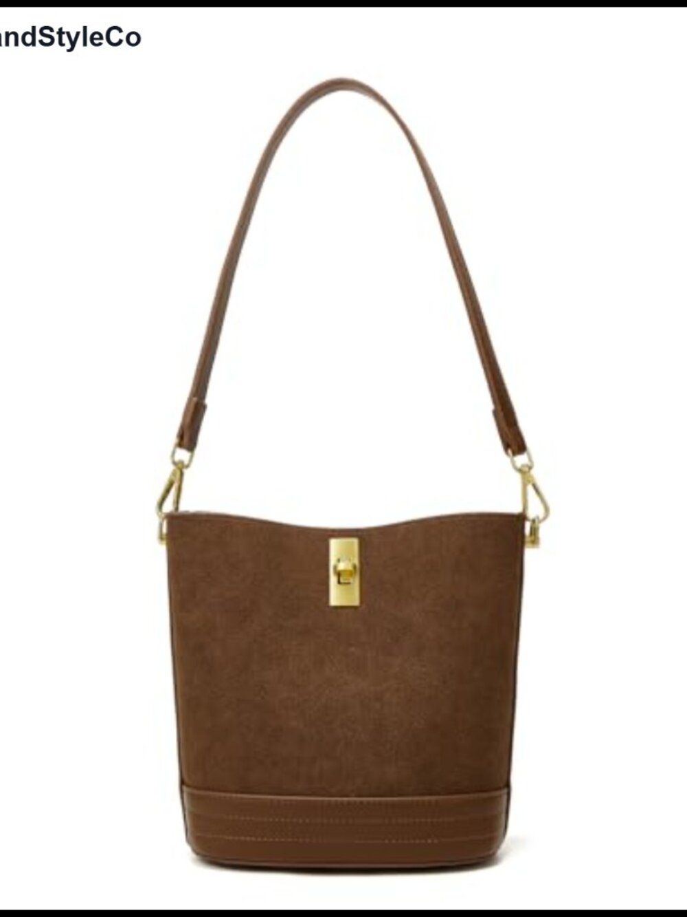 Faux Suede Bucket Bag Crossbody Shoulder Purse Mini Hobo Handbag Detachable